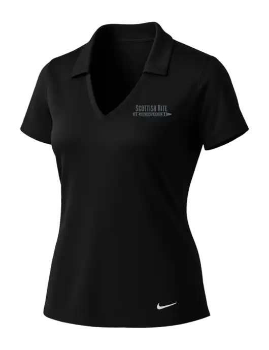 NIKE Black Womens Dri-Fit Vertical Mesh Polo w/Scottish Rite for Children Logo