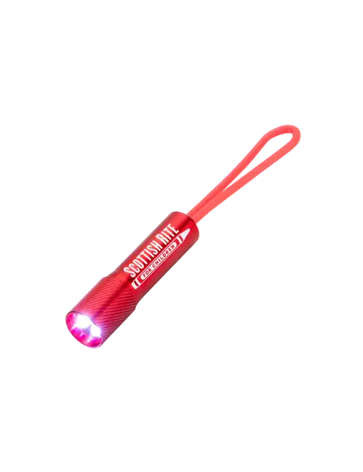 Mini Red LED Flashlight with Silicone Loop w/Scottish Rite for Children Logo