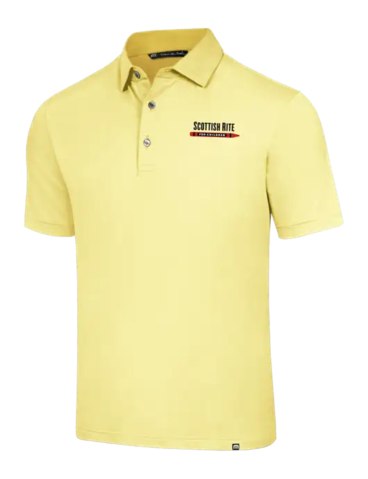 TravisMathew Light Yellow Glenview Solid Polo w/Scottish Rite for Children Logo