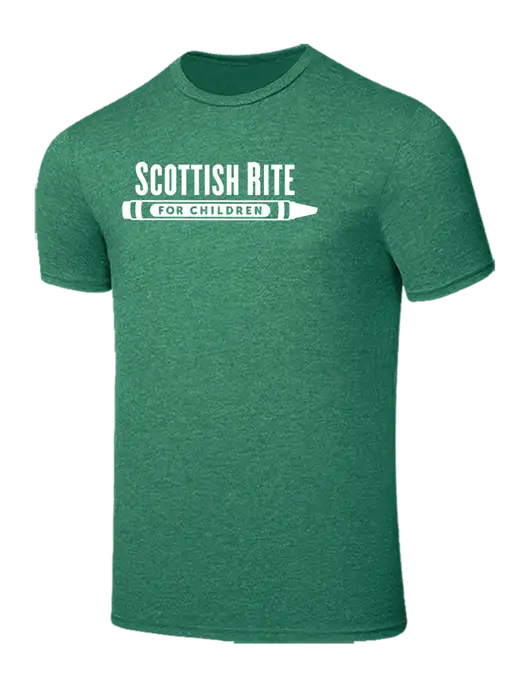 Seriously Soft Heathered Kelly Green T-Shirt w/Scottish Rite for Children Logo