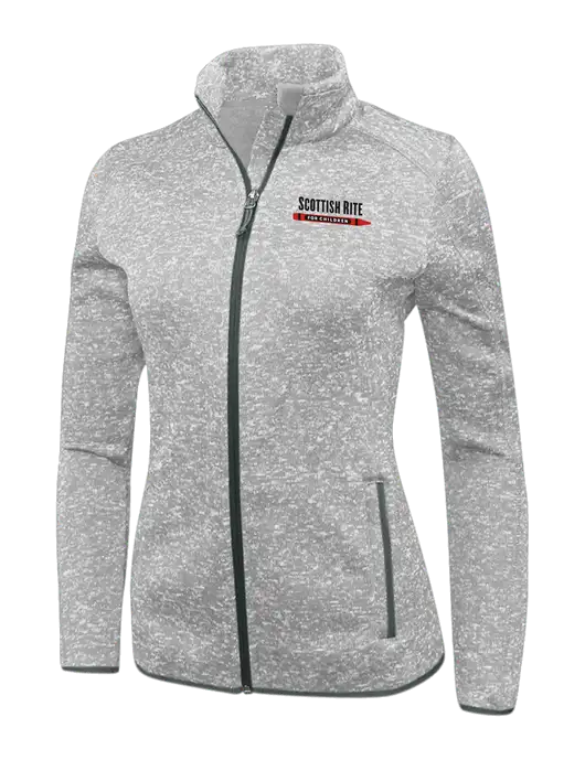 Grey Heather Womens Sweater Fleece Jacket w/Scottish Rite for Children Logo
