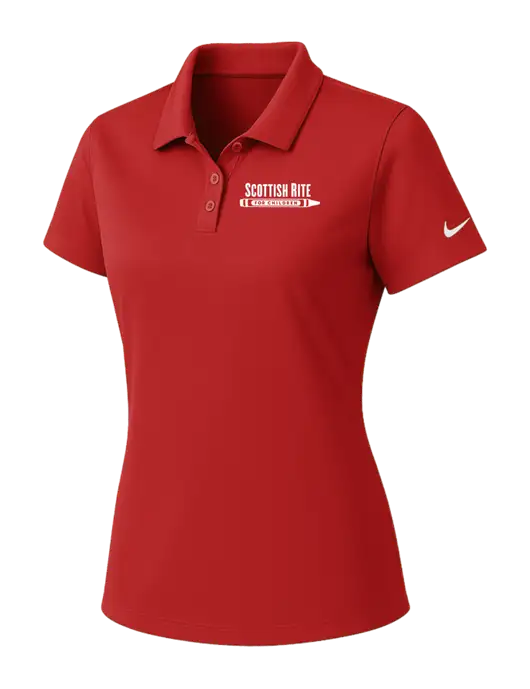 Nike Womens Red Dry Essential Solid Polo w/Scottish Rite for Children Logo