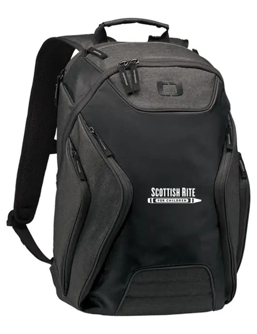 OGIO Black/Heather Grey Hatch Laptop Backpack
 w/Scottish Rite for Children Logo