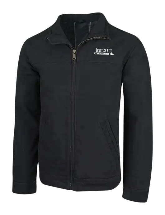 Cornerstone Black Washed Duck Cloth Flannel Lined Work Jacket w/Scottish Rite for Children Logo