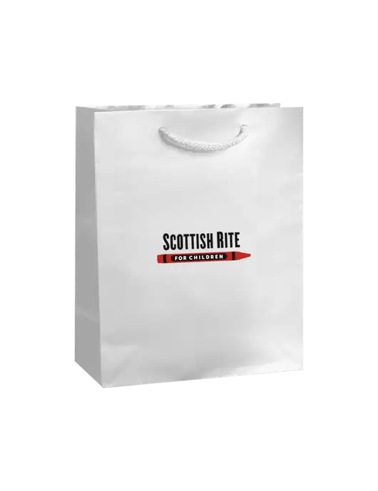 White Gift Bag Gloss 8x10 w/Scottish Rite for Children Logo