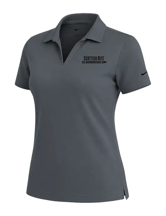 NIKE Dark Grey Womens Dri-Fit Micro Pique Polo w/Scottish Rite for Children Logo
