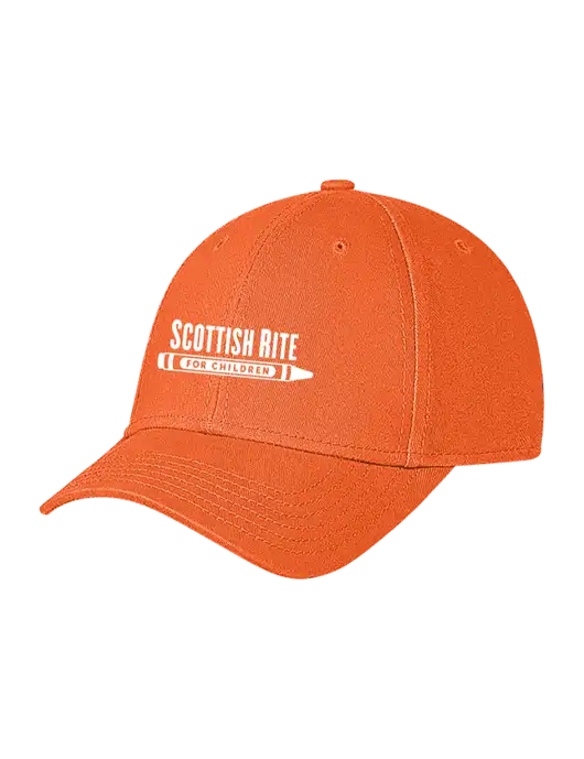 Orange Structured Soft Snap Closure Hook & Loop Cap w/Scottish Rite for Children Logo