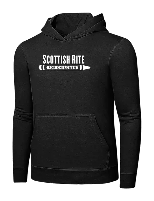 Jet Black 7.8 oz Ring Spun Hooded Sweatshirt w/Scottish Rite for Children Logo
