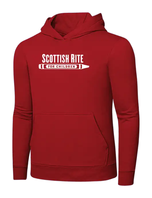 Bright Red 8.5 oz Ring Spun Hooded Sweatshirt w/Scottish Rite for Children Logo
