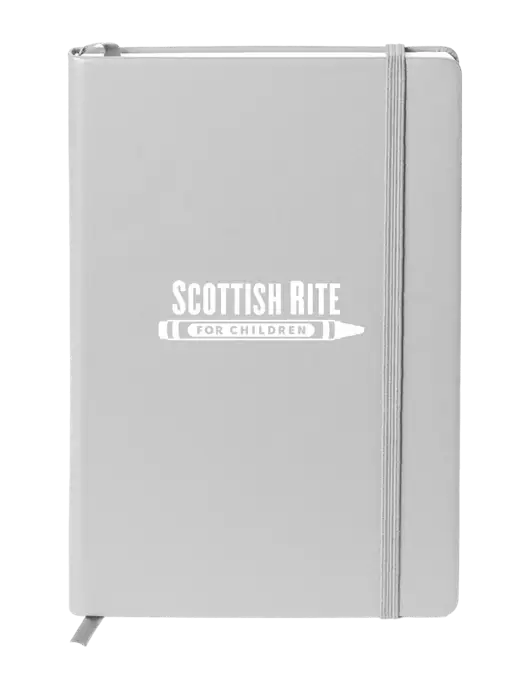 Neoskin Silver Hard Cover Journal 5.75 x 8.375
 w/Scottish Rite for Children Logo