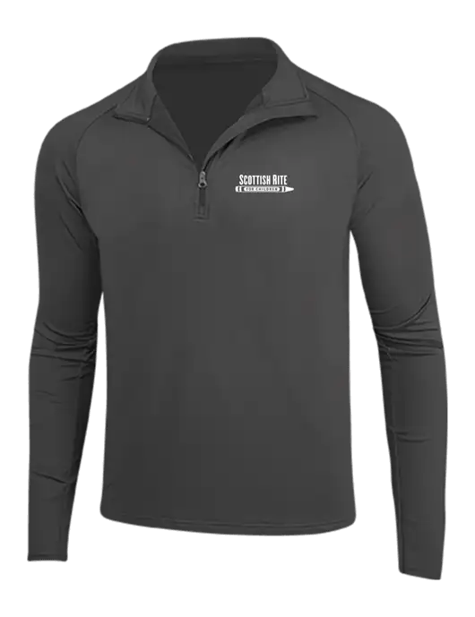 Charcoal Grey Sport Wick Stretch 1/4 Zip Pullover w/Scottish Rite for Children Logo