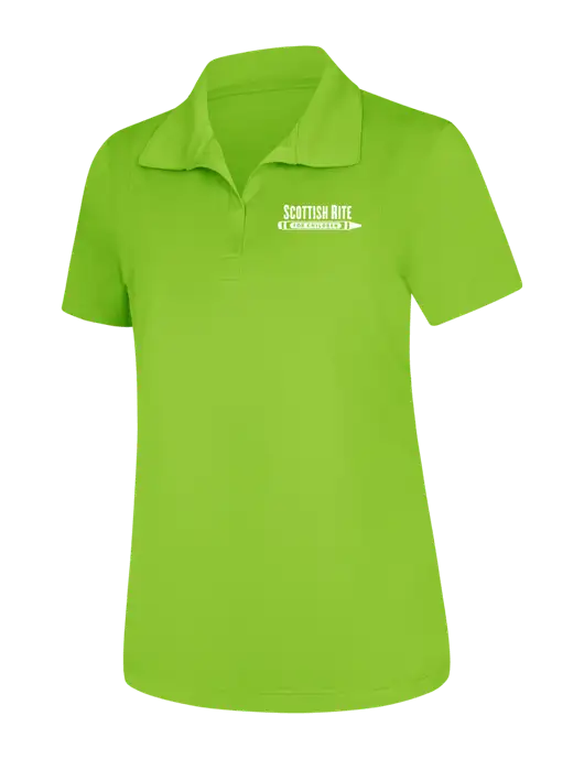 Womens Lime Green Micropique Sport-Wick Polo w/Scottish Rite for Children Logo