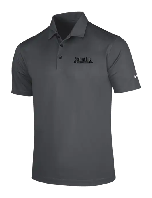NIKE Dark Grey Dri-Fit Vertical Mesh Polo w/Scottish Rite for Children Logo