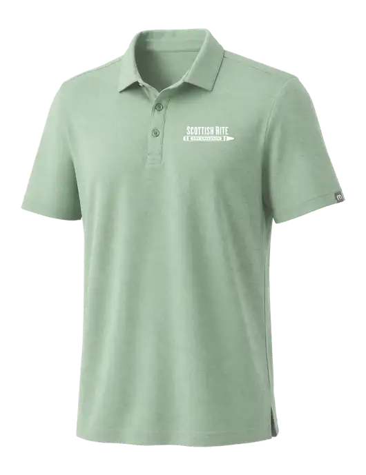 TravisMathew Light Green Heather Coto Performance Polo w/Scottish Rite for Children Logo