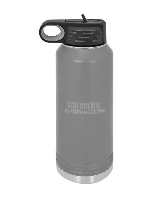 Polar Camel 32 oz Powder Coated Grey Vacuum Insulated Water Bottle w/Scottish Rite for Children Logo