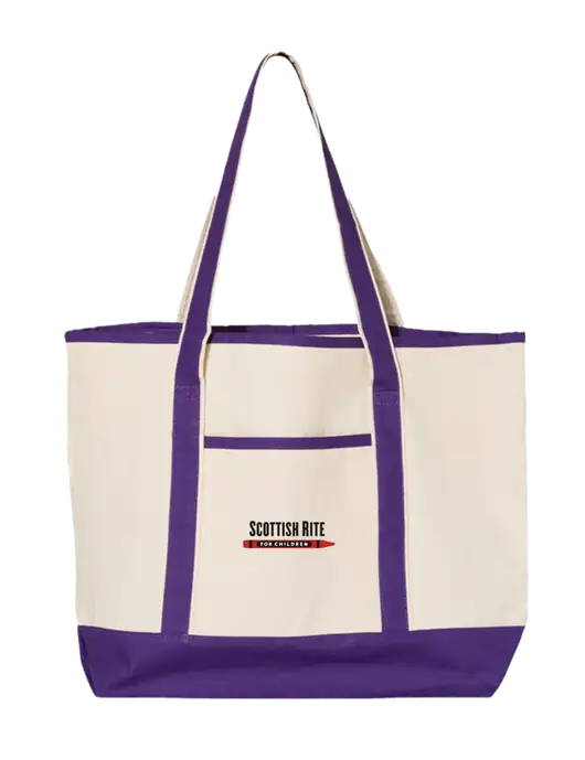 Natural/Purple Large Canvas Deluxe Tote w/Scottish Rite for Children Logo