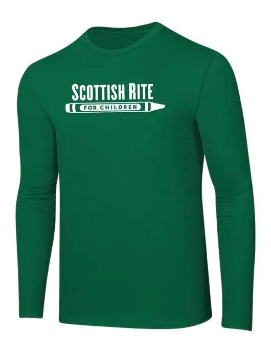 Ring Spun Kelly Green 4.5 oz Long Sleeve T-Shirt w/Scottish Rite for Children Logo