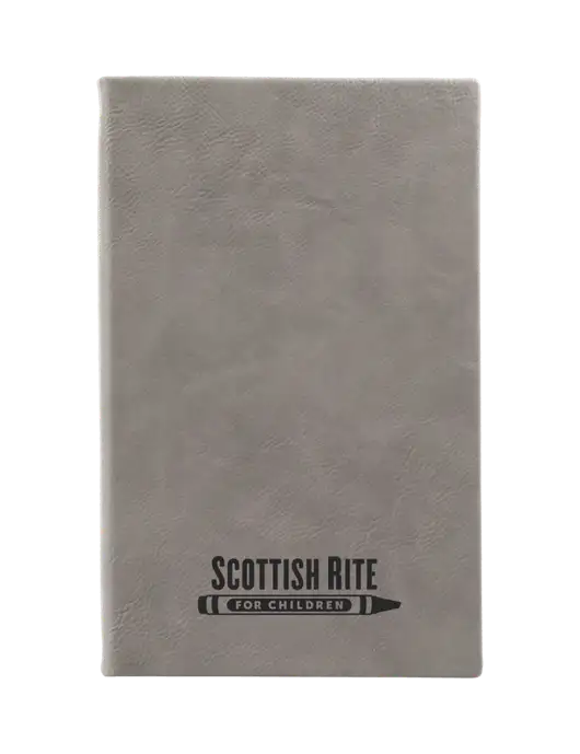 Grey Leatherette 5.25 x 8.25 Journal w/Scottish Rite for Children Logo