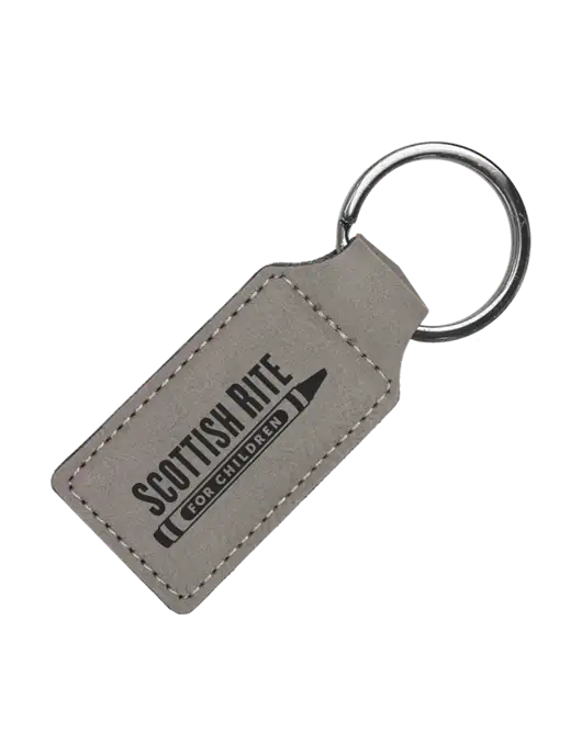 Grey Laserable Leatherette Rectangle Keychain w/Scottish Rite for Children Logo