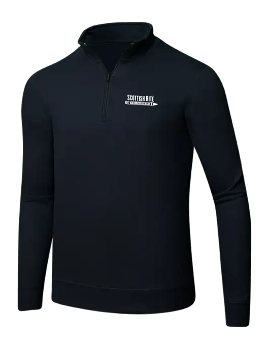 Jet Black 8.5 oz Ring Spun 1/4 Zip Pullover Sweatshirt w/Scottish Rite for Children Logo