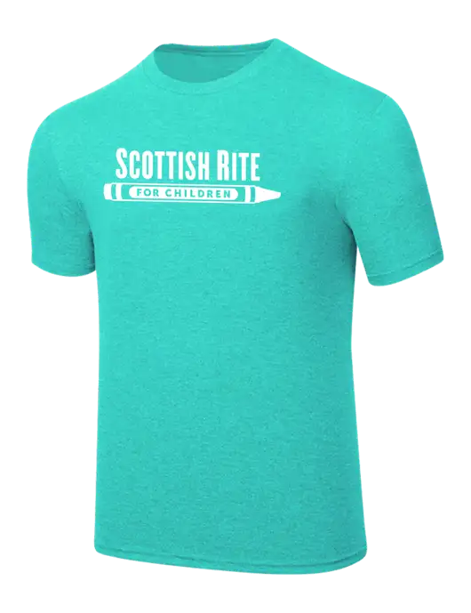 Simply Soft Light Teal Heathered 4.5oz  Poly/Combed Ring Spun Cotton T-Shirt w/Scottish Rite for Children Logo