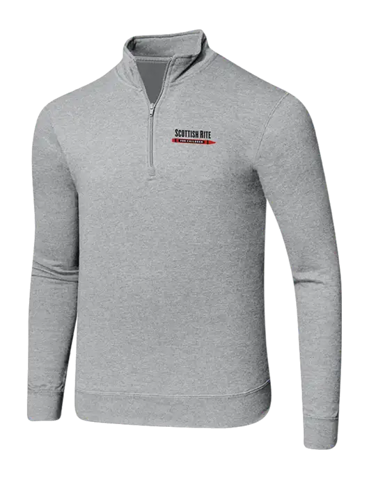 Light Heather Grey 8.5 oz Ring Spun 1/4 Zip Pullover Sweatshirt w/Scottish Rite for Children Logo