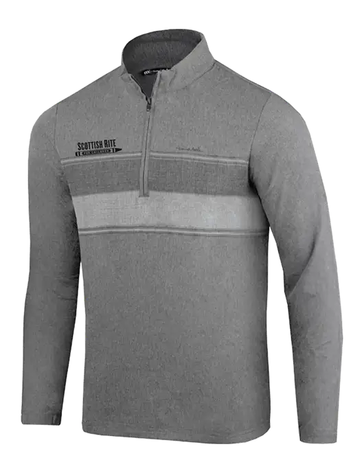 TravisMathew Balboa Chest Stripe Dark Grey Heather Quarter Zip w/Scottish Rite for Children Logo