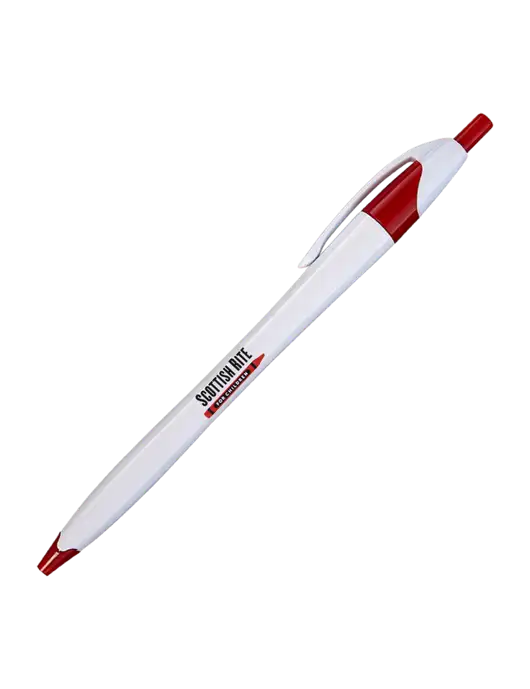 Novella White/Red Classic Pen - Blue Ink w/Scottish Rite for Children Logo