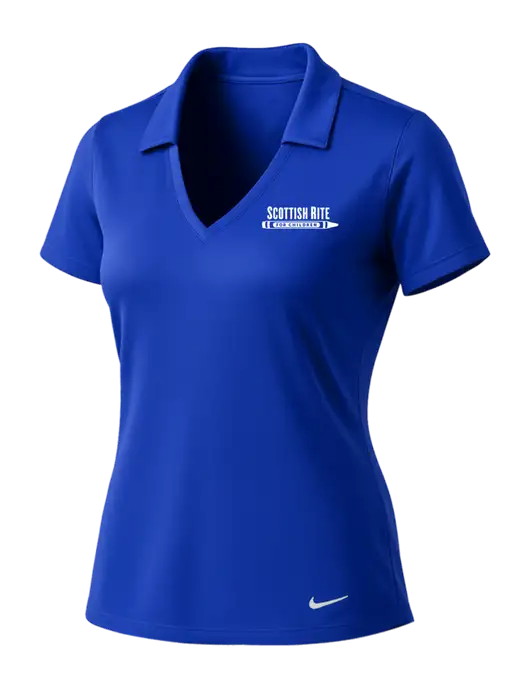 NIKE Dark Royal Womens Dri-Fit Vertical Mesh Polo w/Scottish Rite for Children Logo