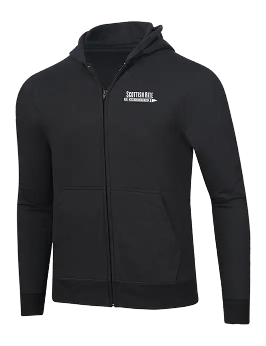 Jet Black 8.5 oz Ring Spun Zip Hooded Sweatshirt w/Scottish Rite for Children Logo