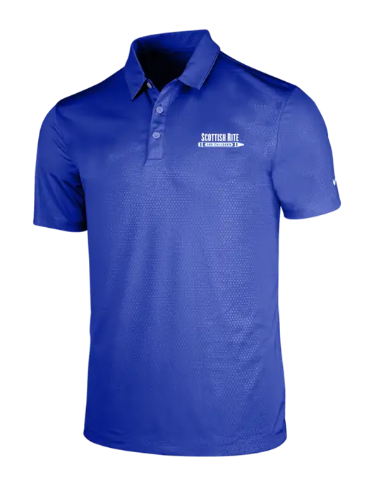 NIKE Dark Royal Dri-Fit Embossed Tri-Blade Polo w/Scottish Rite for Children Logo