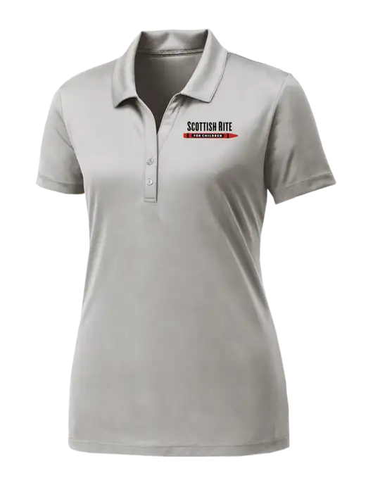 Womens Very Light Grey PosiCharge Competitor Polo w/Scottish Rite for Children Logo