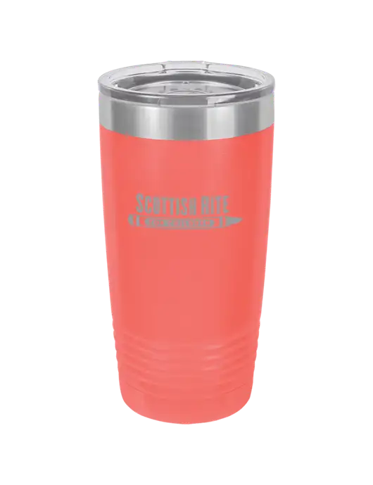 Polar Camel 20 oz Powder Coated Coral Vacuum Insulated Tumbler w/Scottish Rite for Children Logo