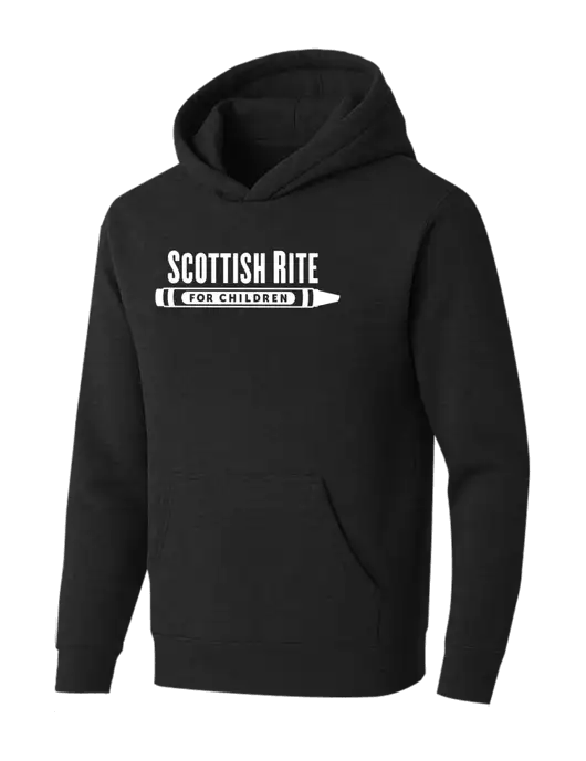 BELLA+CANVAS Black Heather Sponge Fleece Pullover Hoodie w/Scottish Rite for Children Logo