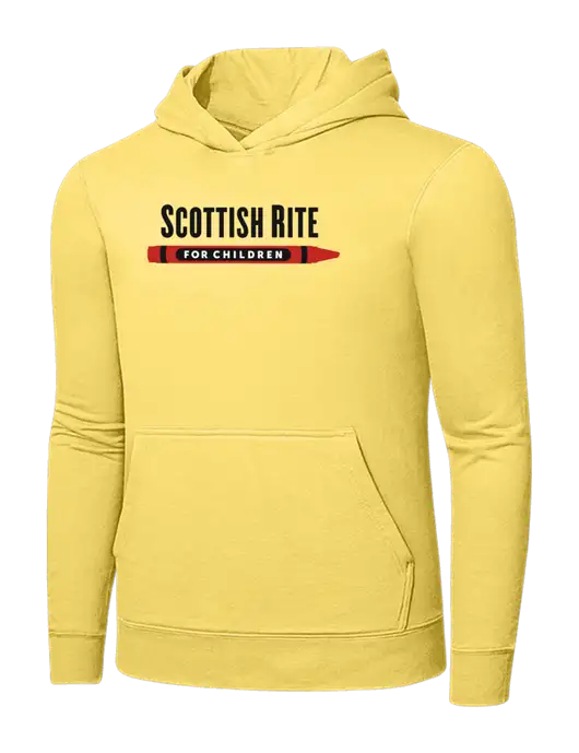 Yellow 7.8. oz Ring Spun Hooded Sweatshirt w/Scottish Rite for Children Logo