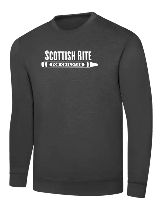 Dark Heather Grey 7.8 oz Ring Spun Crew Sweatshirt w/Scottish Rite for Children Logo
