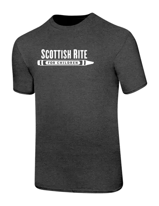 Ring Spun Dark Heather Grey 4.5 oz T-Shirt w/Scottish Rite for Children Logo