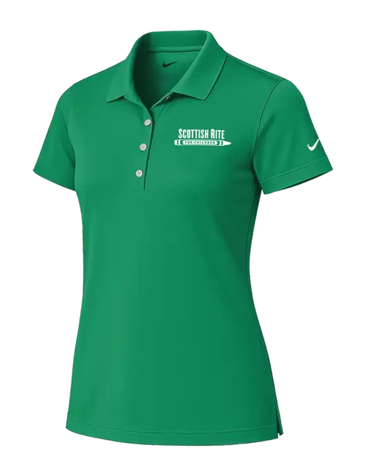 Nike Womens Kelly Green Tech Basic Dri-FIT Polo
 w/Scottish Rite for Children Logo