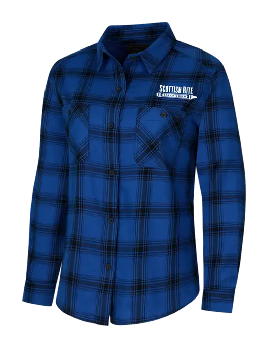 Womens Royal/Black Plaid Flannel Shirt w/Scottish Rite for Children Logo