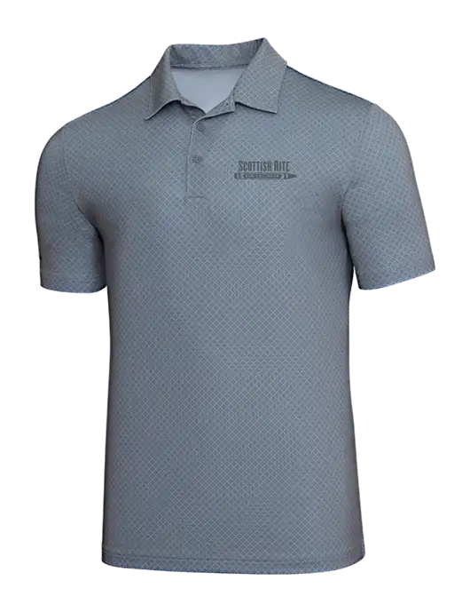 Adidas Light Grey Three Diamond Dot Print Polo w/Scottish Rite for Children Logo