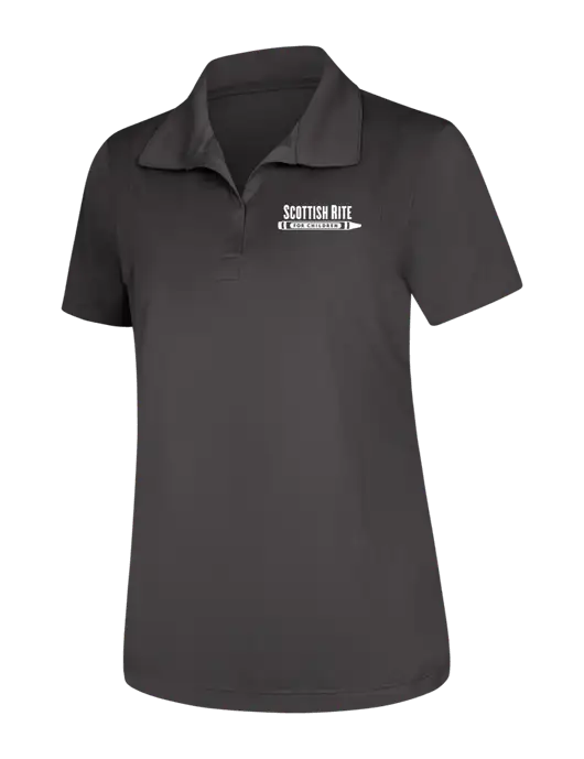 Womens Dark Grey Micropique Sport-Wick Polo w/Scottish Rite for Children Logo