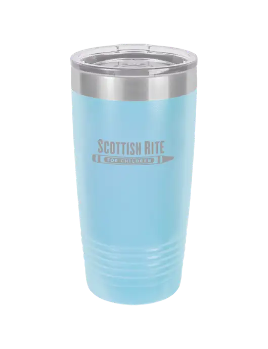 Polar Camel 20 oz Powder Coated Light Blue Vacuum Insulated Tumbler w/Scottish Rite for Children Logo