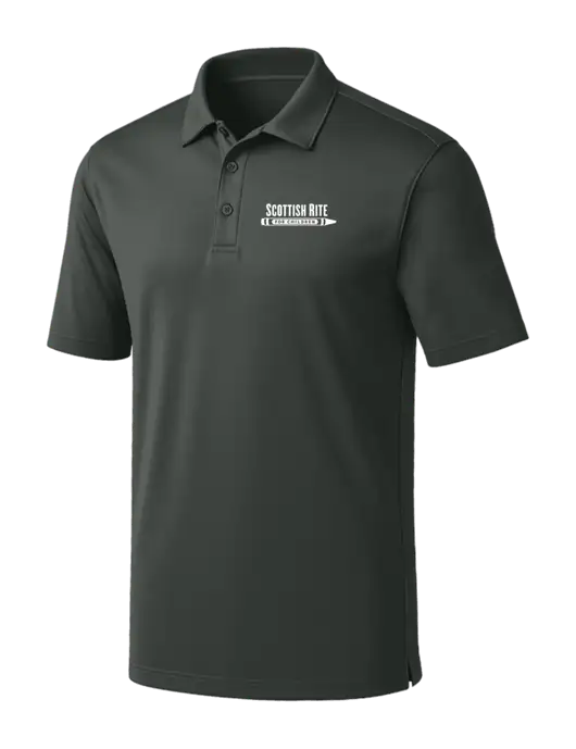 Dark Grey Silk Touch Performance Polo w/Scottish Rite for Children Logo