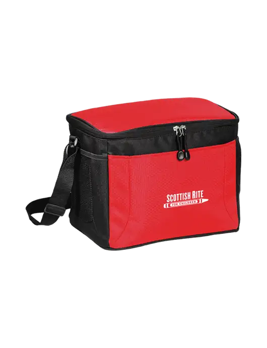 12 Can Red/Black Cube Cooler  w/Scottish Rite for Children Logo