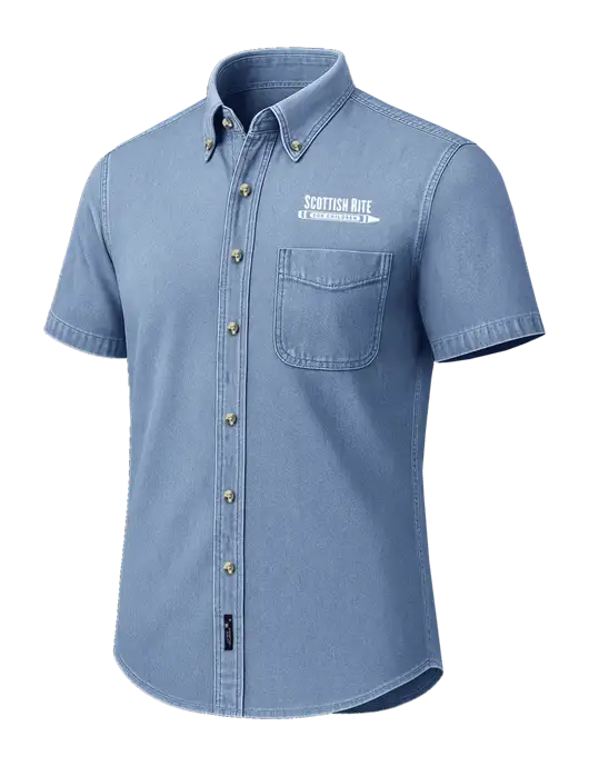 Short Sleeve Light Blue Denim Shirt w/Scottish Rite for Children Logo