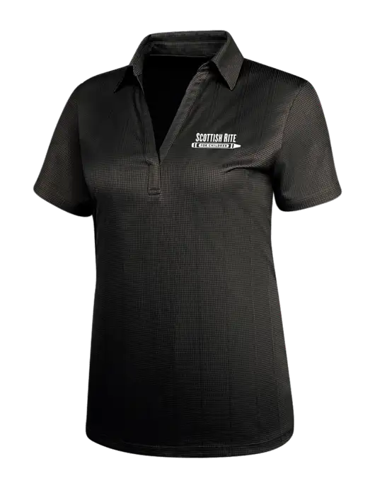 Black Womens Performance Fine Jacquard Polo w/Scottish Rite for Children Logo