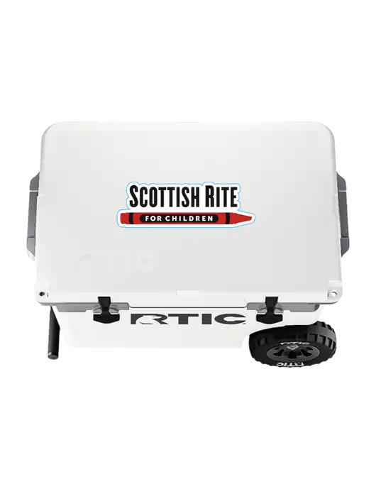 RTIC 52 QT Ultra-Light White Wheeled Cooler w/Scottish Rite for Children Logo