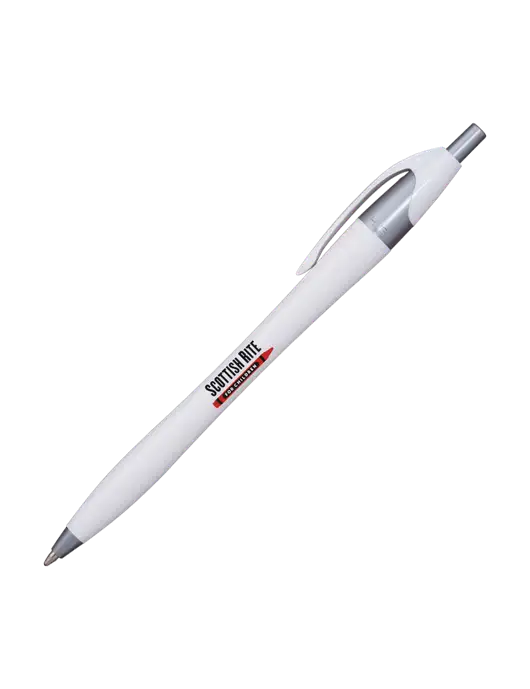 Novella White/Silver Shimmer Pen - Blue Ink w/Scottish Rite for Children Logo
