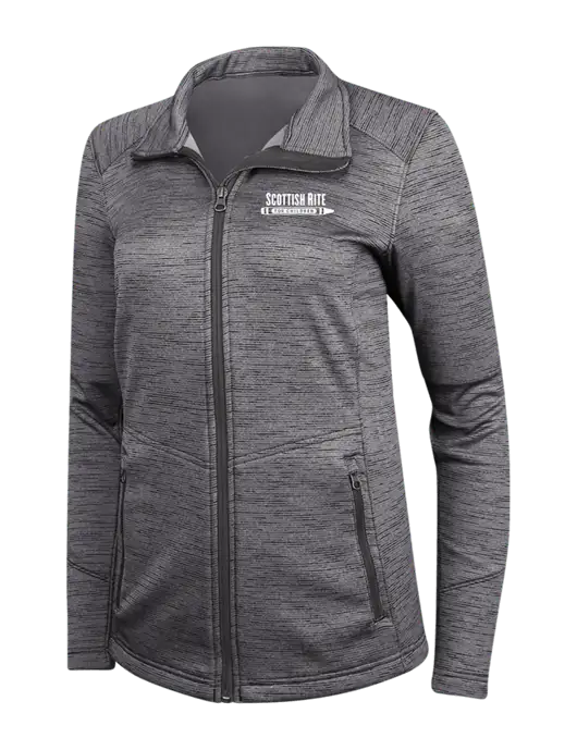 Womens Dark Grey Digi Stripe Fleece Jacket w/Scottish Rite for Children Logo