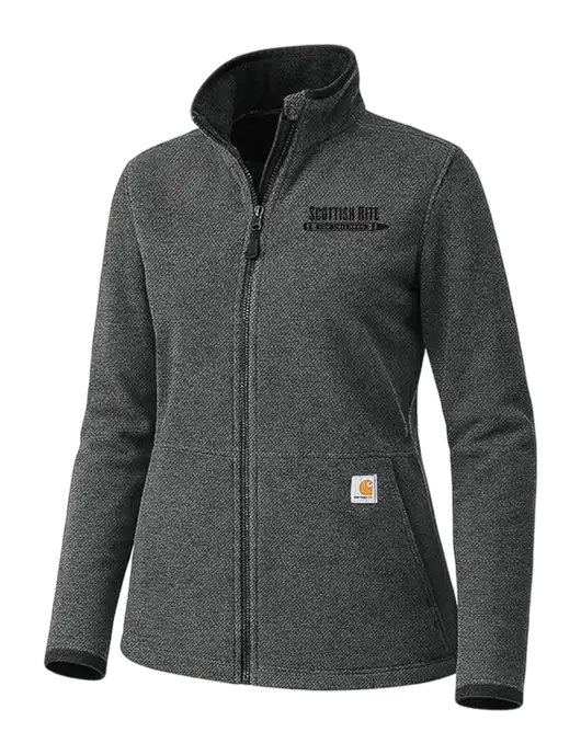 Carhartt Womens Very Dark Grey Heather Textured Full-Zip Fleece Jacket w/Scottish Rite for Children Logo